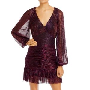 Aqua Metallic Ruched Dress